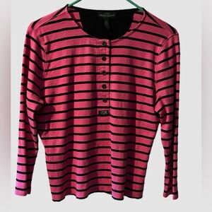 Ralph Lauren Pink and Black Striped Long Sleeve Top
